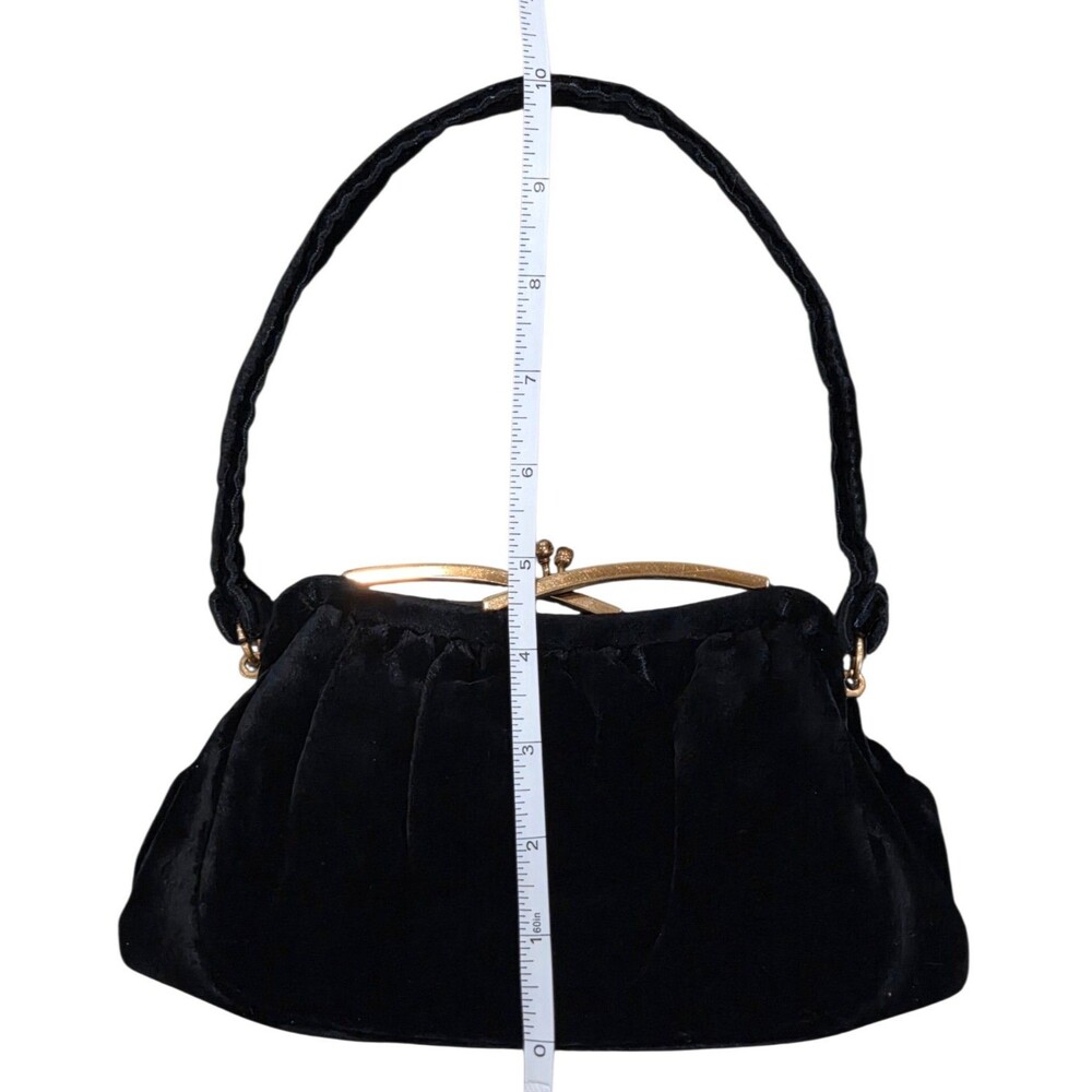 Vintage 40s/50s Whiting and Davis MCM Black Velvet Evening Handbag - Picture 3 of 7